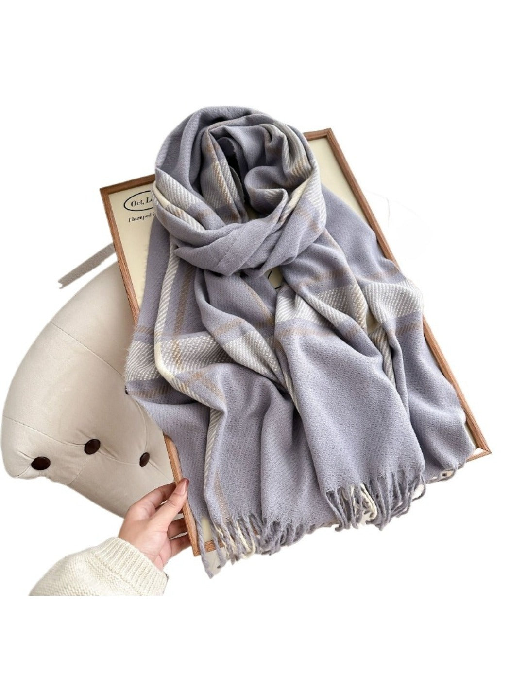 Scarvii - Cozy Plaid Tassel Scarf for Women