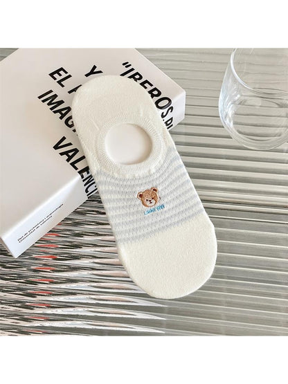Rufia - Cute Striped Bear Low Ankle Socks