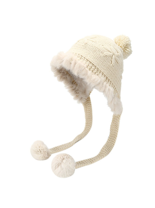 Haila – Solid Embroidered Winter Earflap Beanie