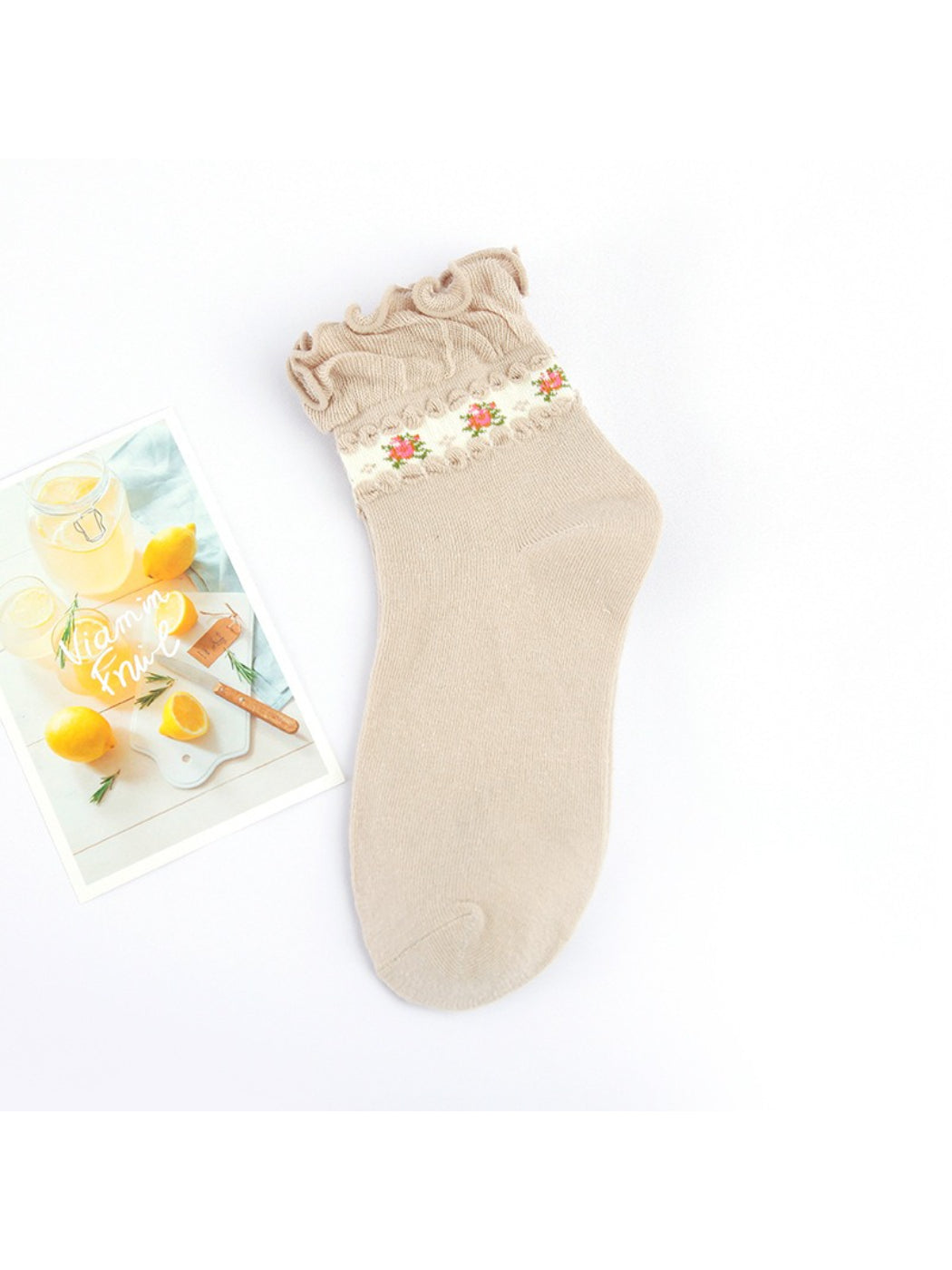 Rufia - Floral Ruffle Cuff Soft Pastel Crew Socks product image 6