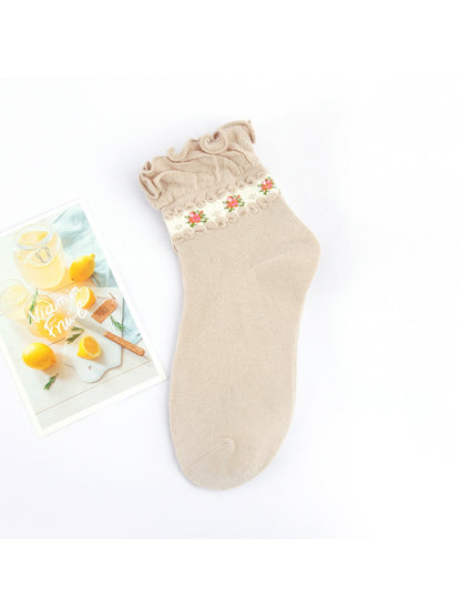 Rufia - Floral Ruffle Cuff Soft Pastel Crew Socks product image 6