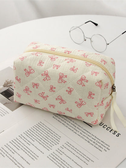 Cosbai - Ribbon Print Cosmetic Pouch