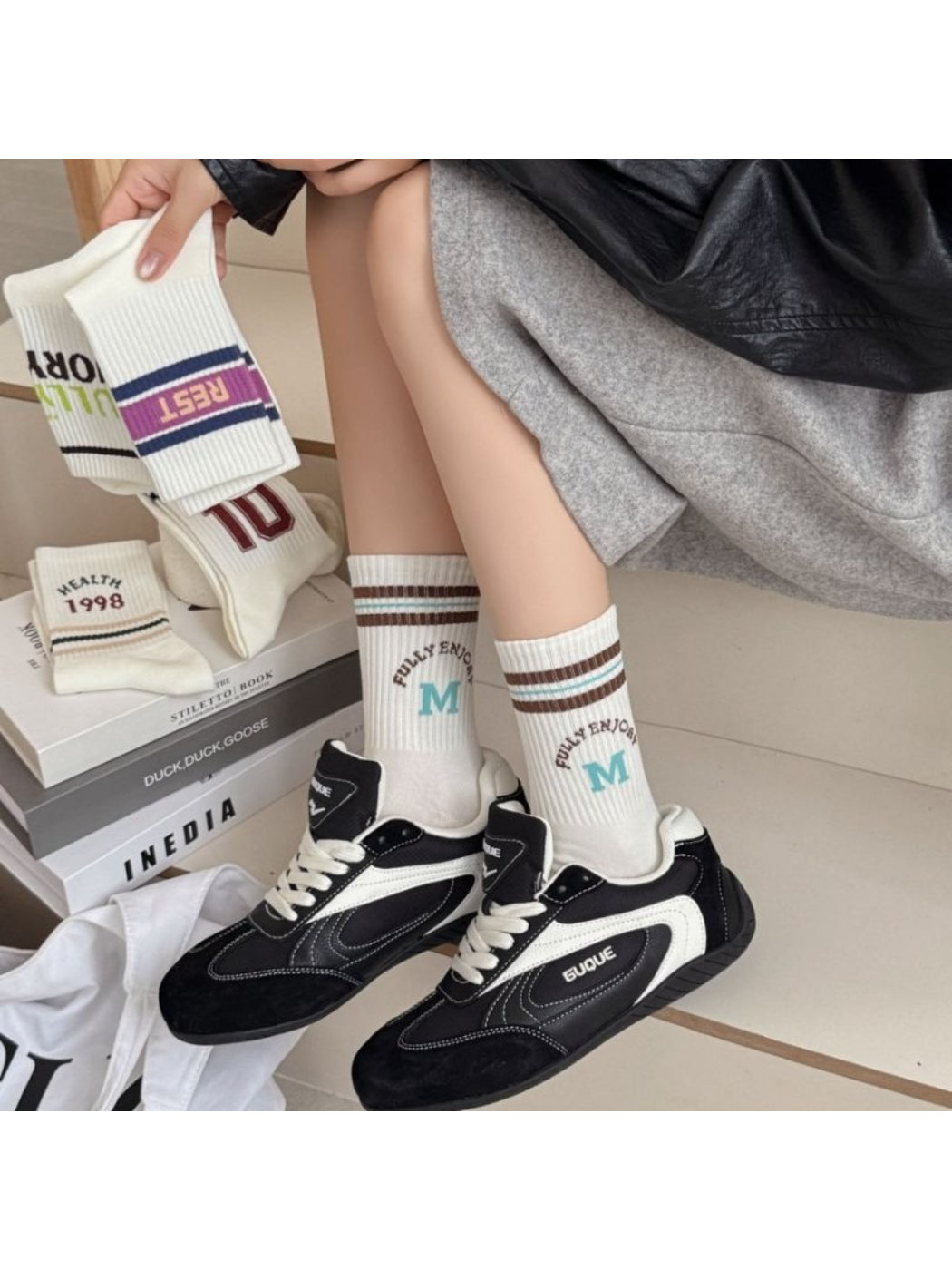 Rufia - College Style Stripe Crew Socks