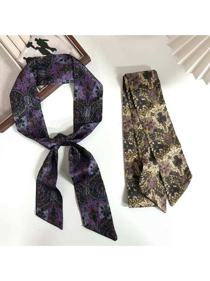 Scarvii Dark Garden Floral Skinny Scarf