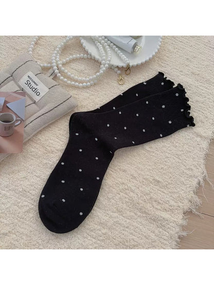 Rufia - Ruffle Cuff Polka Dot Ankle Socks