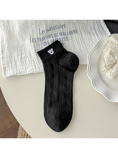 Rufia - Openwork Heart Motif Ankle Socks