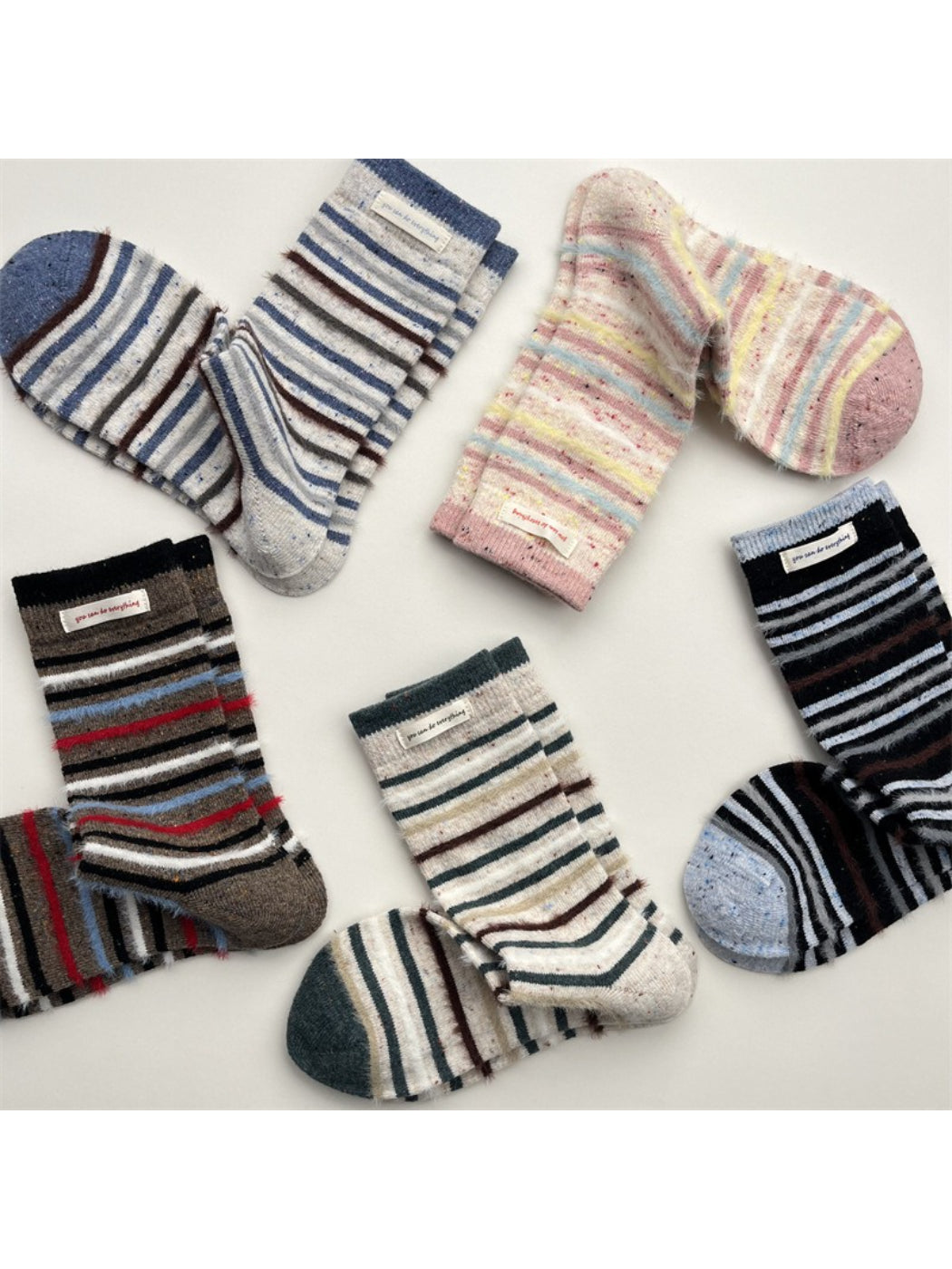 Rufia - Soft Look Retro Stripe Casual Crew Socks product image 3