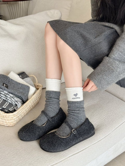 Rufia - Minimal Bow & Stripe Soft Crew Socks