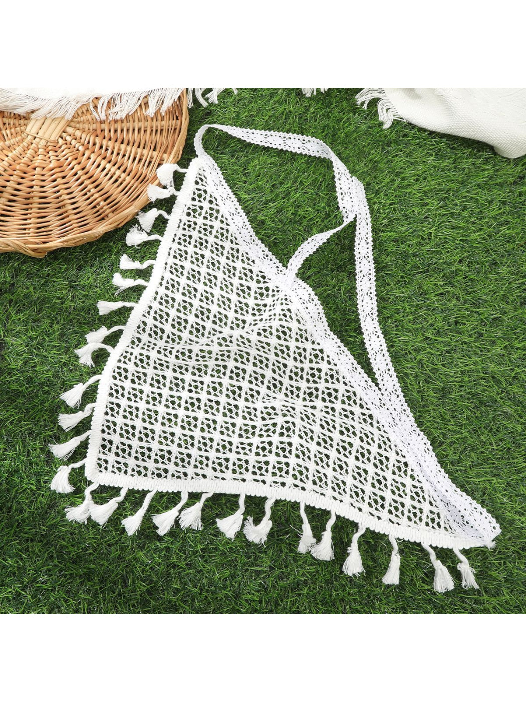 Scarvii Sheer Mesh Tassel Tie Hair Scarf
