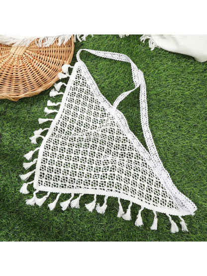 Scarvii Sheer Mesh Tassel Tie Hair Scarf