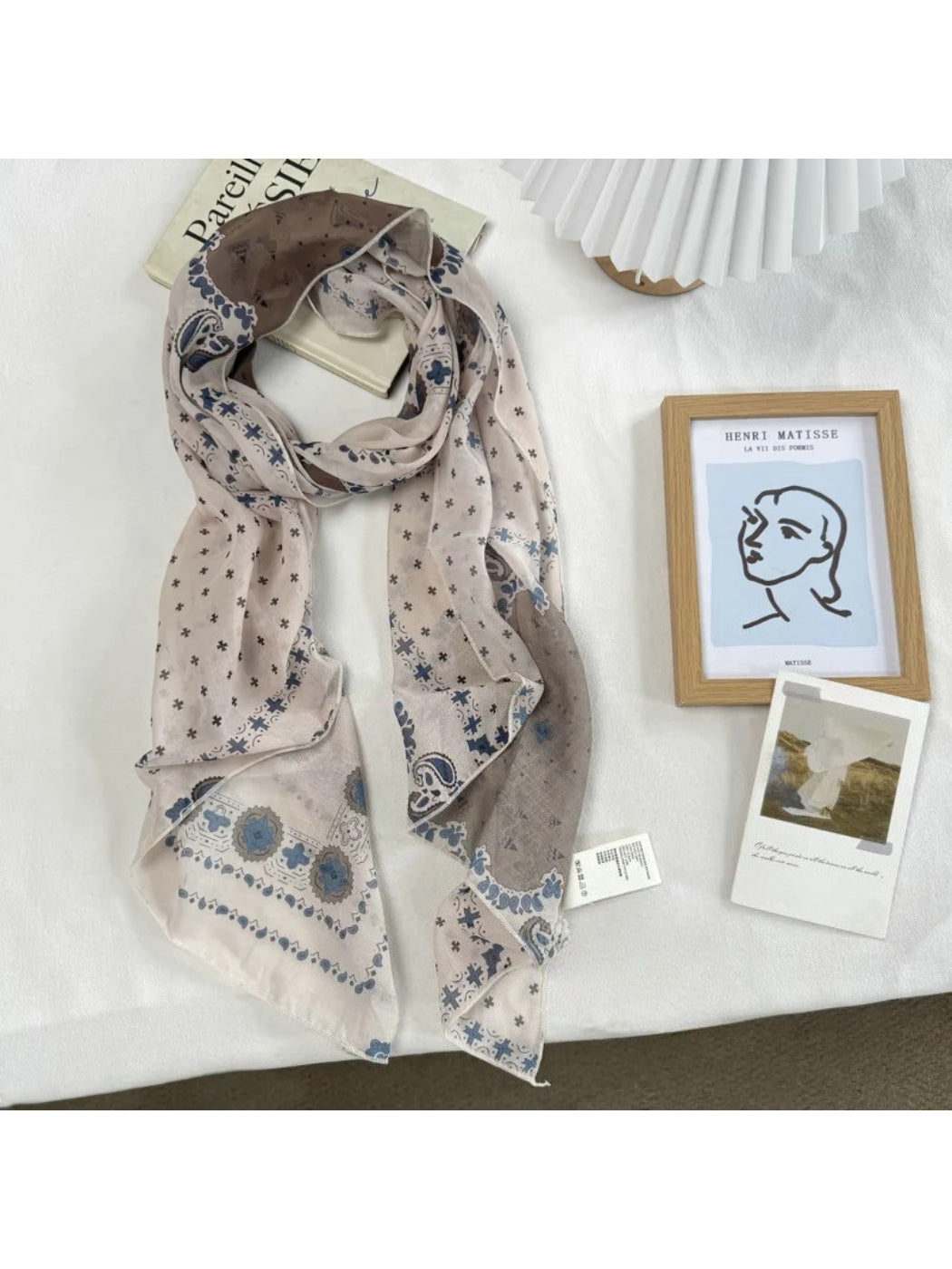 Scarvii - Botanical Floral Print Sheer Scarf