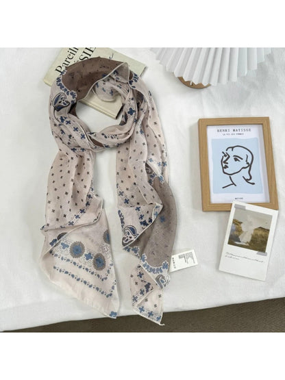 Scarvii - Botanical Floral Print Sheer Scarf