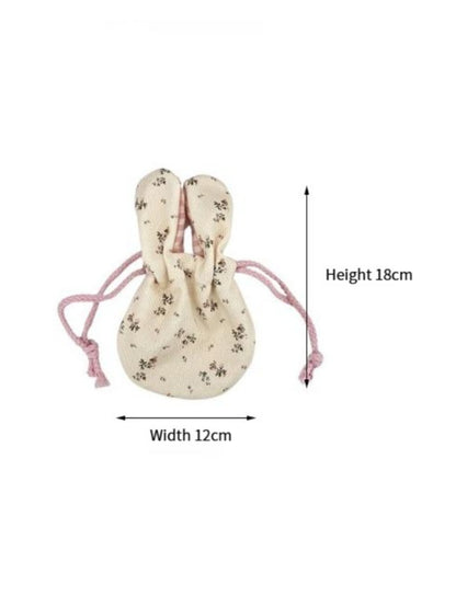 Cosbai - Floral Bunny Ears Drawstring Pouch