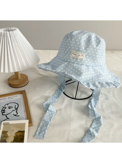 Haila - Ruffle Brim Polka Dot Casual Bucket Hat