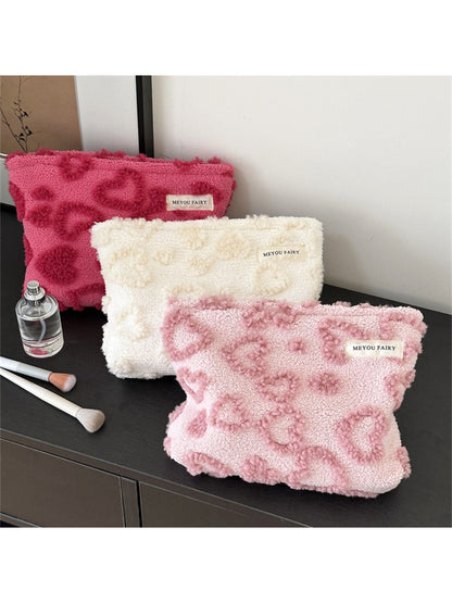 Cosbai - Plush Heart Pattern Pouch
