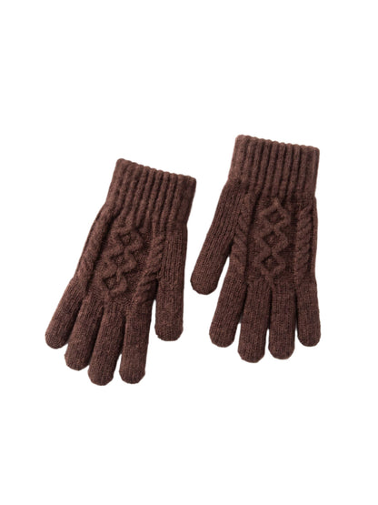 Gloving - Cable-Knit Ribbed Full Finger Gloves