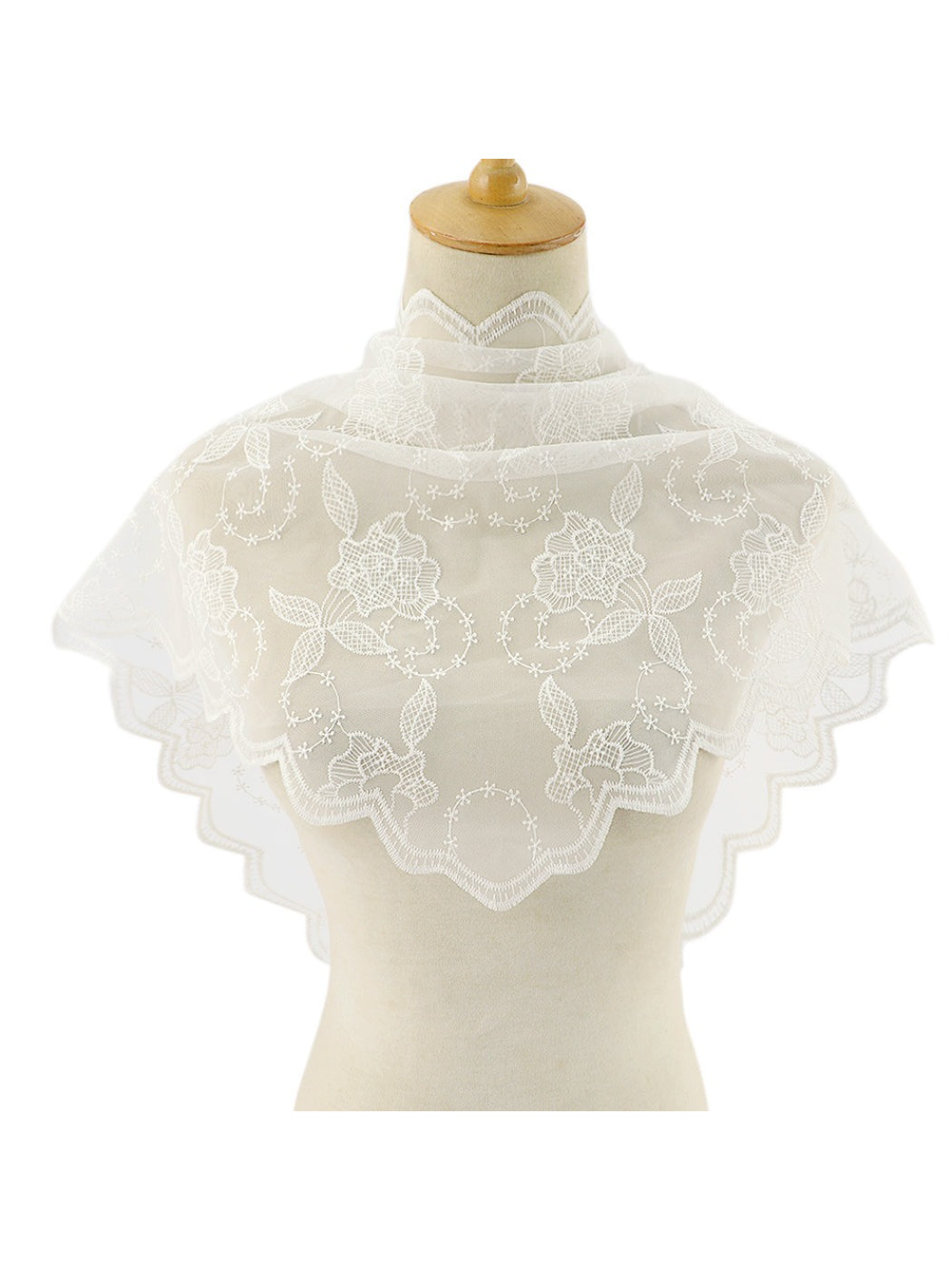 Scarvii Sheer Lace Floral Triangle Scarf