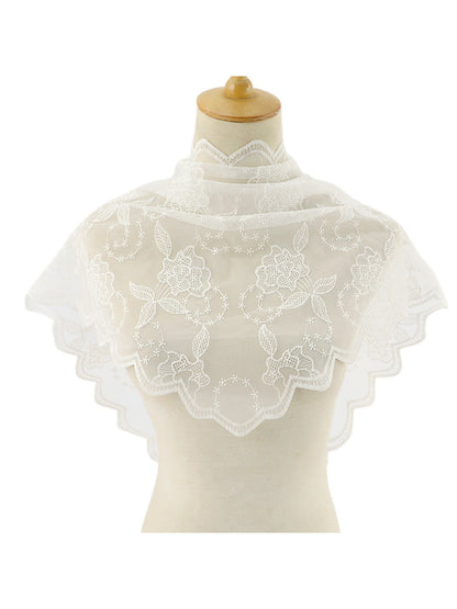 Scarvii Sheer Lace Floral Triangle Scarf