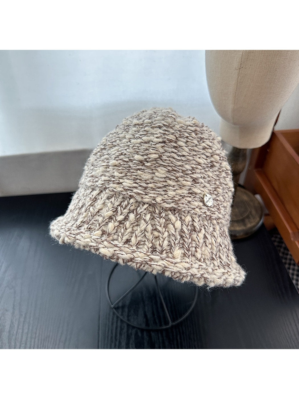 Haila - Solid Color Foldable Round Crown Bucket Hat