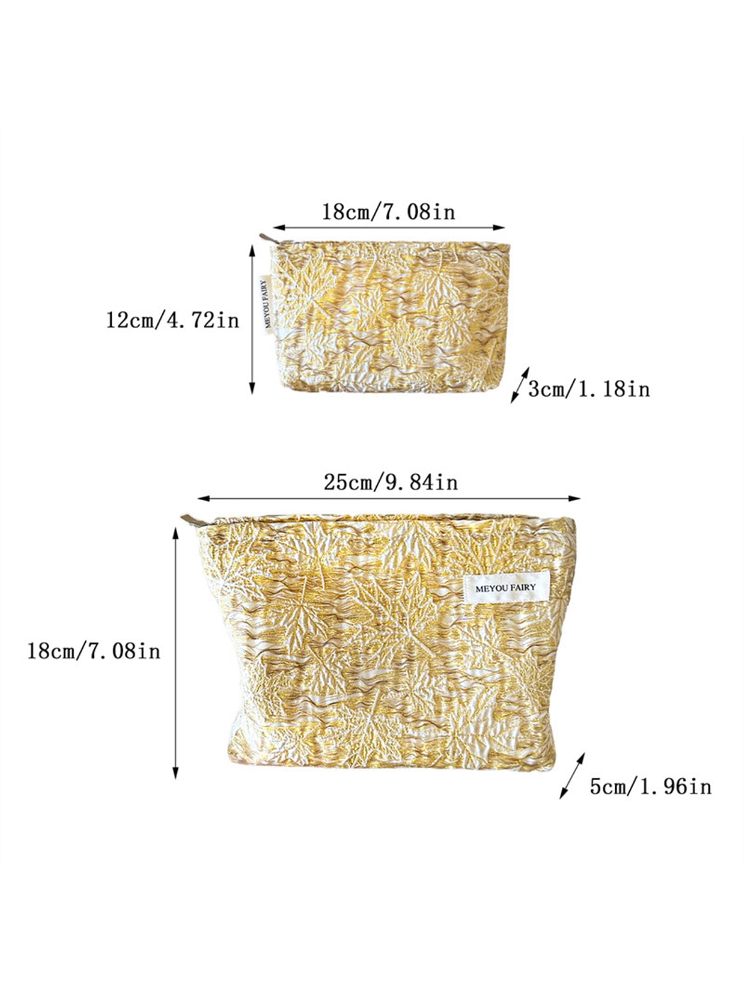 Cosbai - Elegant Leaf Embroidered Makeup Bag