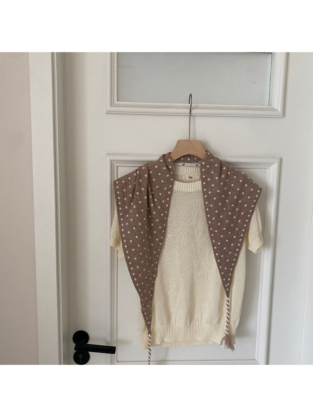 Scarvii - Polka Dot Tassel Triangle Scarf