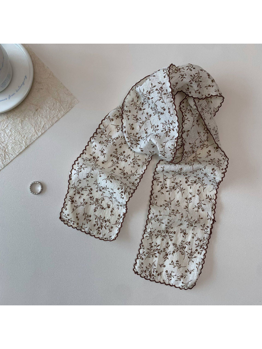 Scarvii Floral Embroidered Skinny Scarf product image