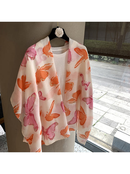 Scarvii - Butterfly Print Rectangular Shawl Scarf