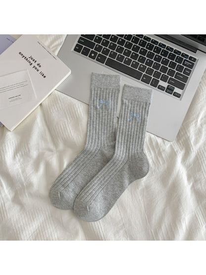 Rufia - Soft Rib Knit Bow Crew Socks