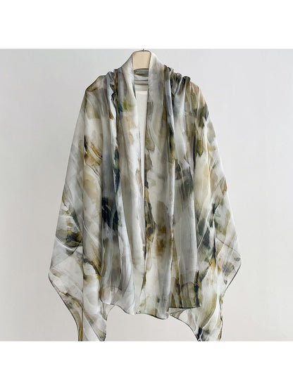 Scarvii - Watercolor Plant Print Summer Wrap Scarf