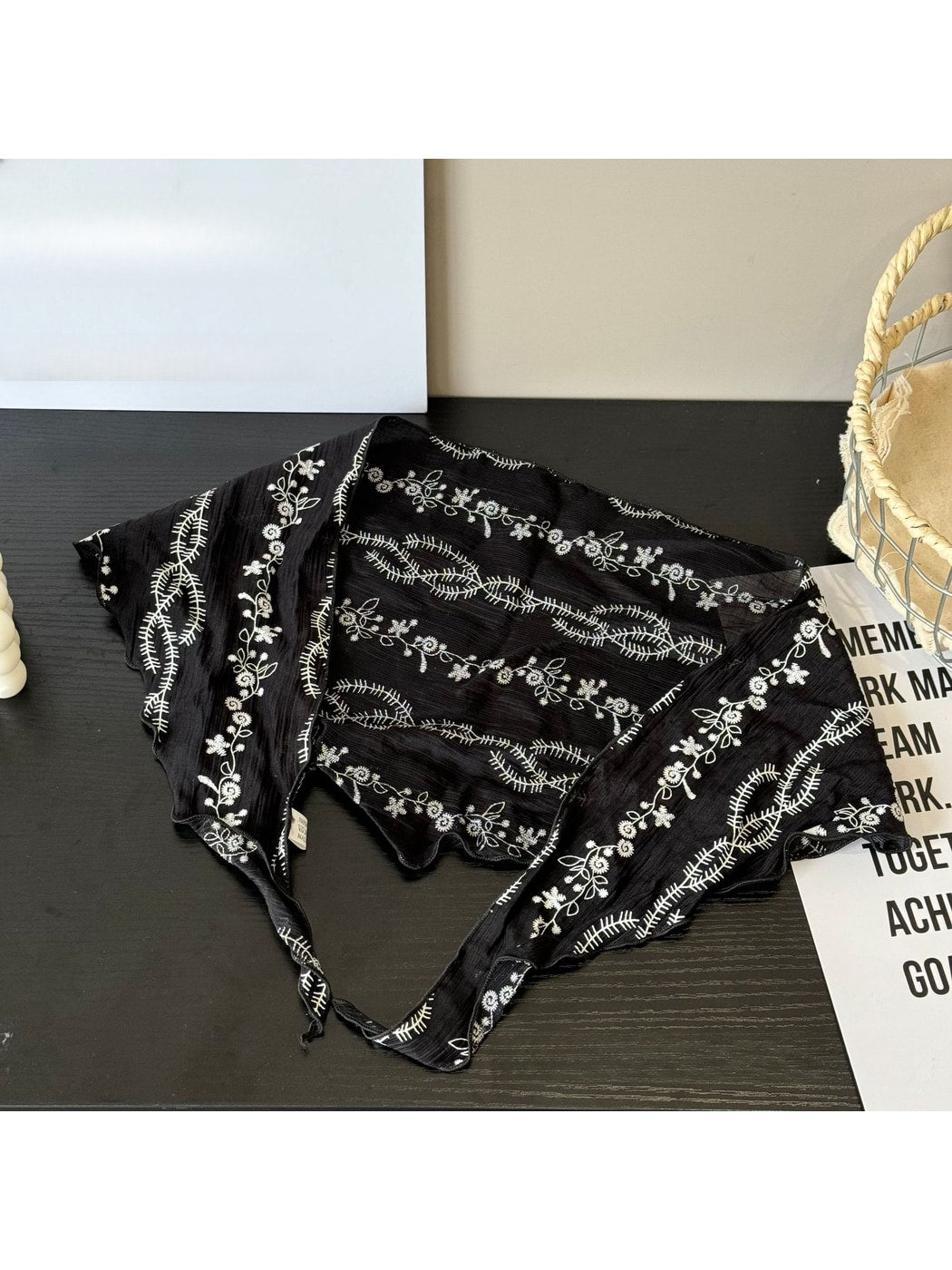 Scarvii - Embroidered Trim Decorative Triangle Bandana