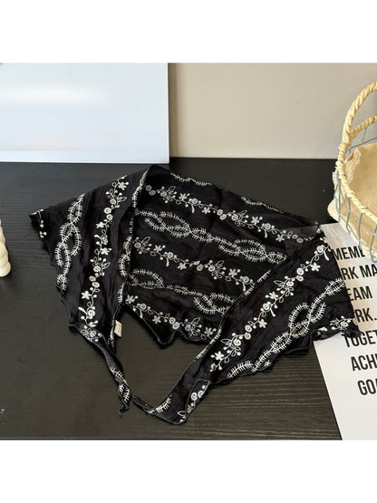 Scarvii - Embroidered Trim Decorative Triangle Bandana