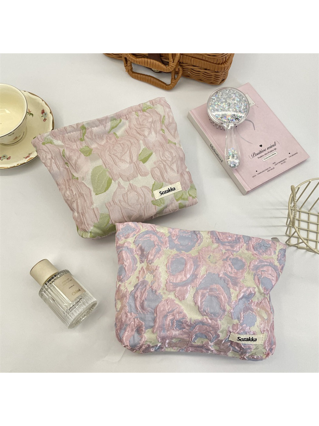 Cosbai - Jacquard Floral Cosmetic Bag