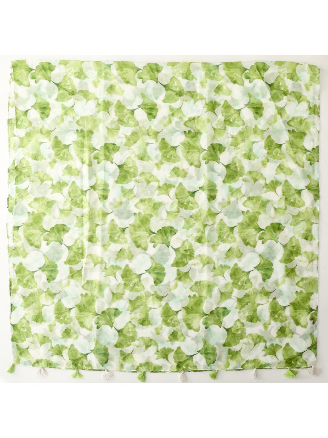 Scarvii - Bohemian Green Travel Scarf with Ginkgo Leaf