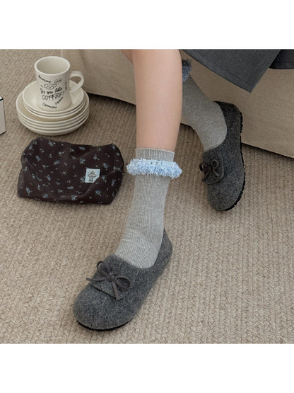 Rufia - Cute Plush Lace Trim Mid-Calf Socks