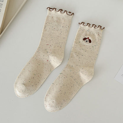 Rufia - Embroidered Animal Crew Socks