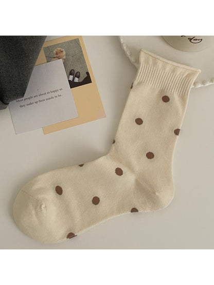 Rufia - Brown Cute Bear Pattern Crew Socks