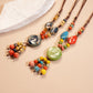 Bauai - Boho Ceramic Bead Fringe Long Necklace - Vintage & Unique