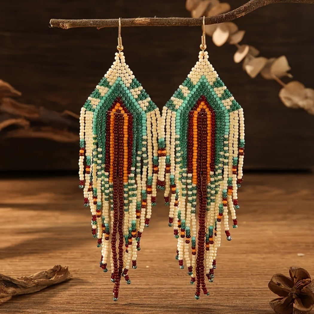 Earwish - Boho Beaded Long Tassel Earrings - Colorful & Special