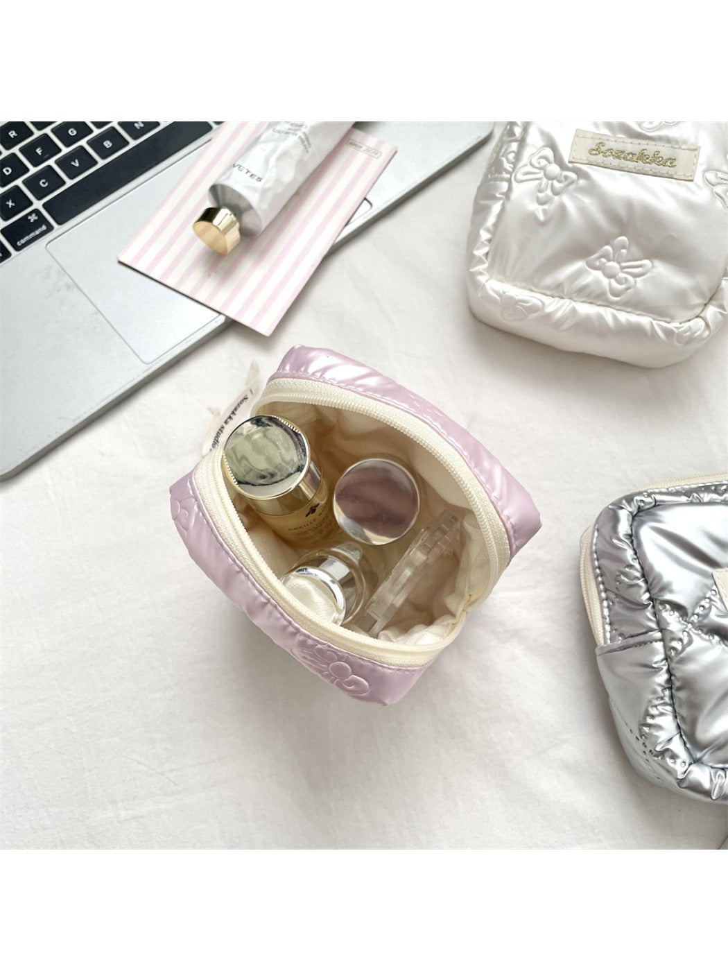 Cosbai - Mini Heart-Patterned Makeup Pouch