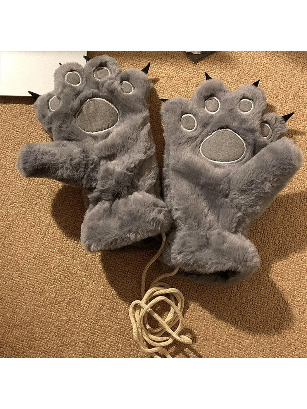 Gloving - Women's Cute Plush Bear Paw Winter Gloves
