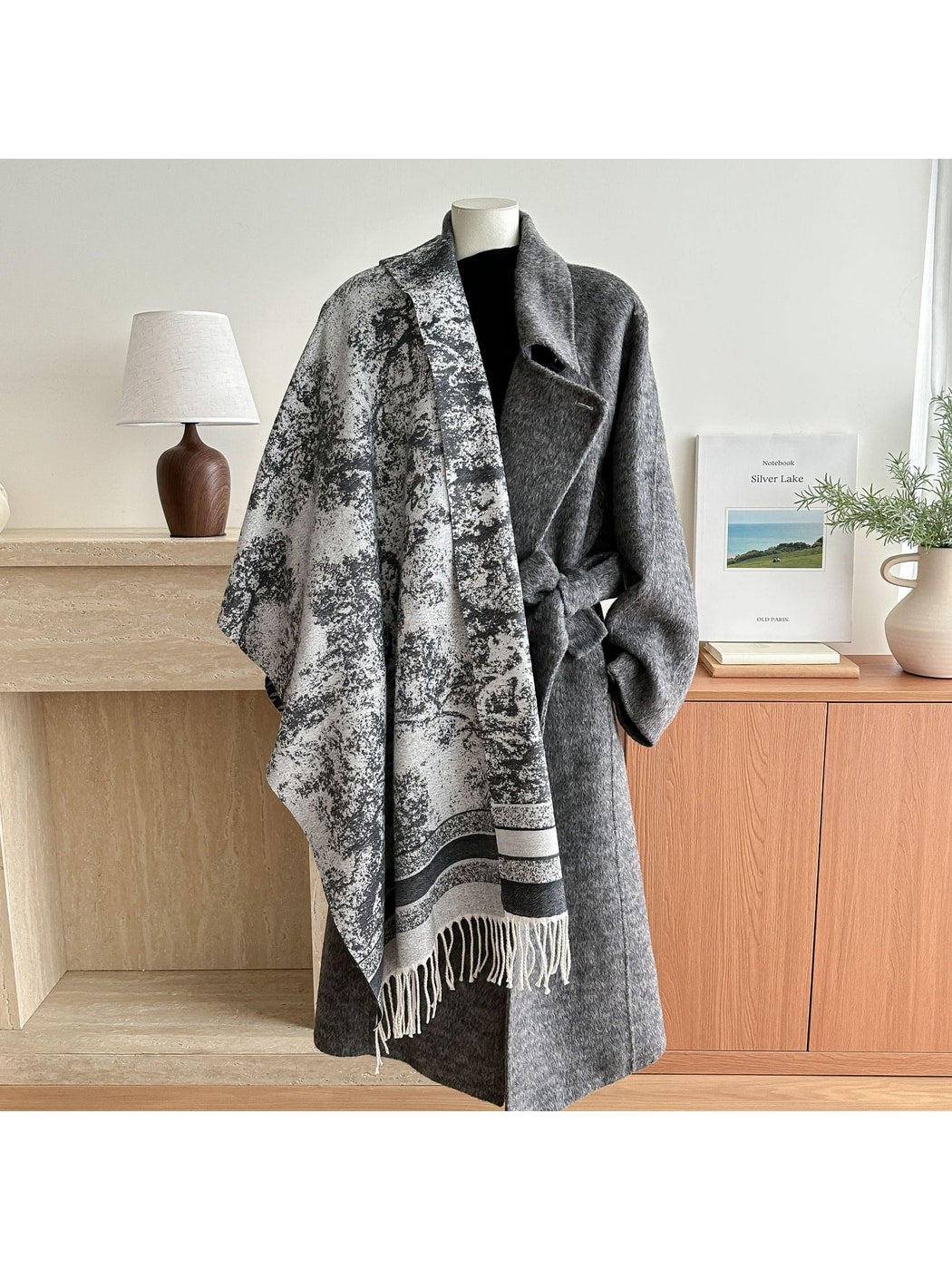Scarvii - Abstract Border Fringed Winter Scarf