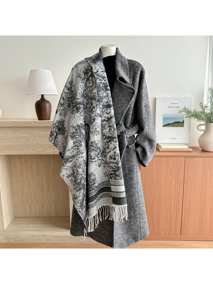Scarvii - Abstract Border Fringed Winter Scarf