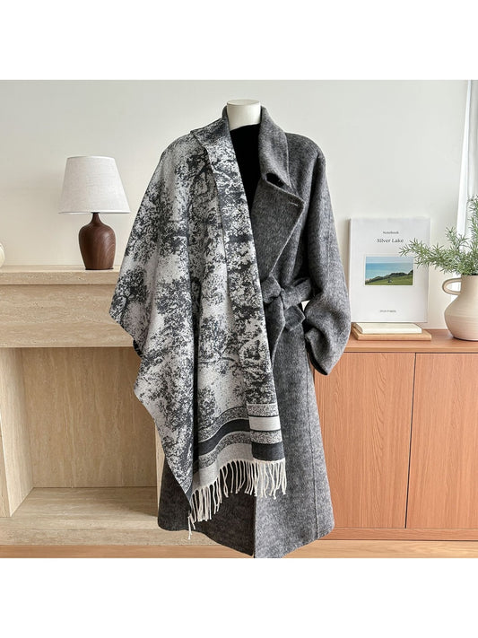 Scarvii - Abstract Border Fringed Winter Scarf