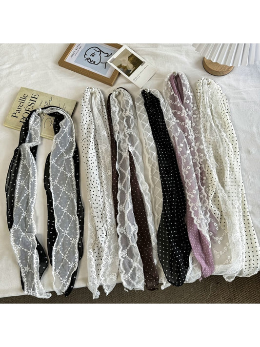 Scarvii - Muted Lace Polka Dots Pattern Scarf