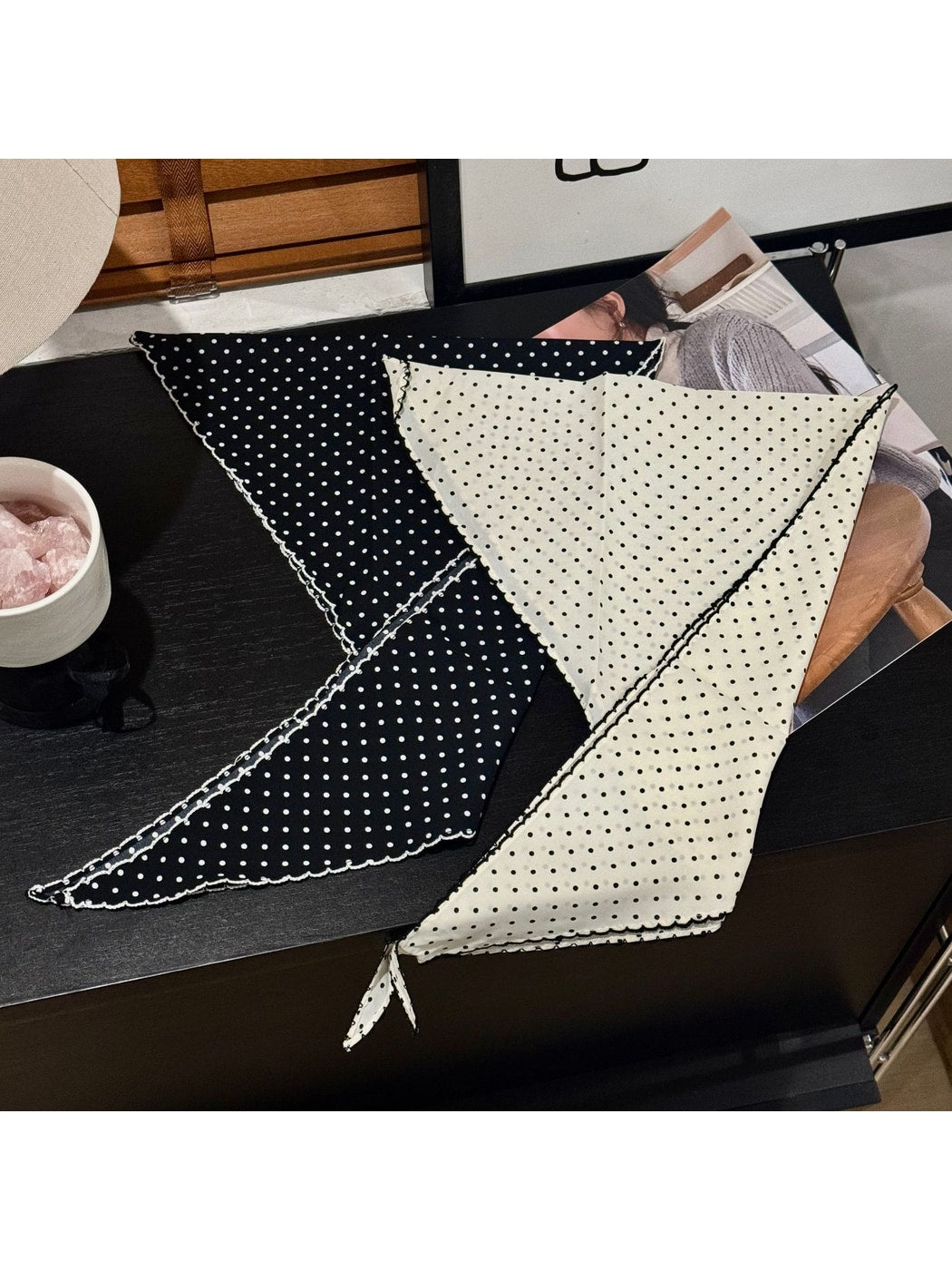 Scarvii - Elegant Dot Trimmed Triangle Bandana