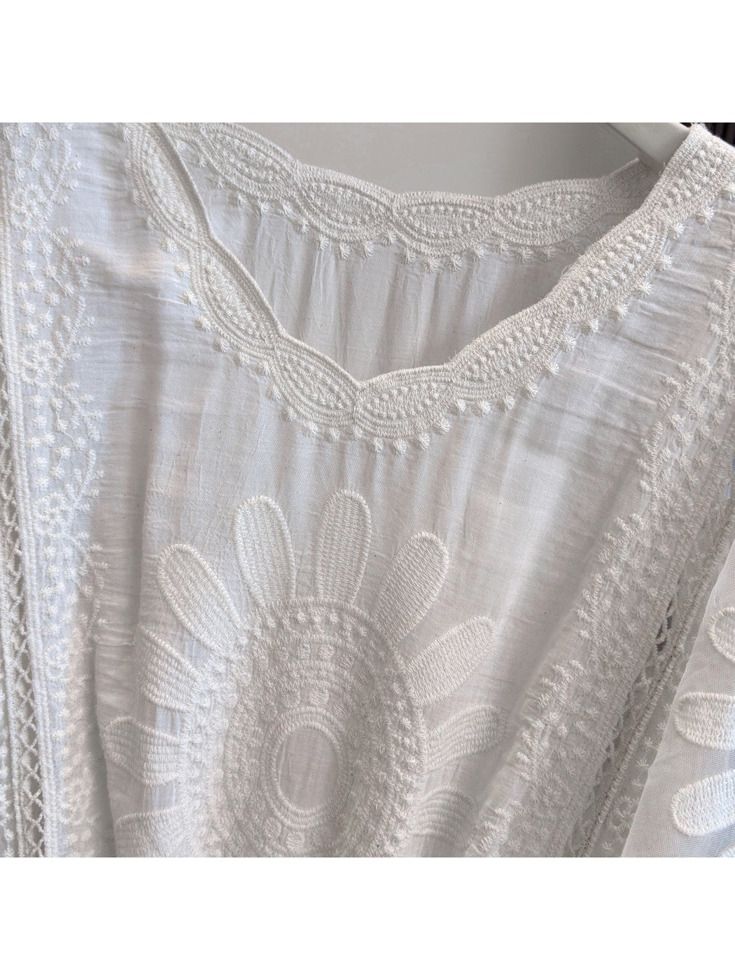 Crosa - Solid Color Lace Embroidered Cover Up