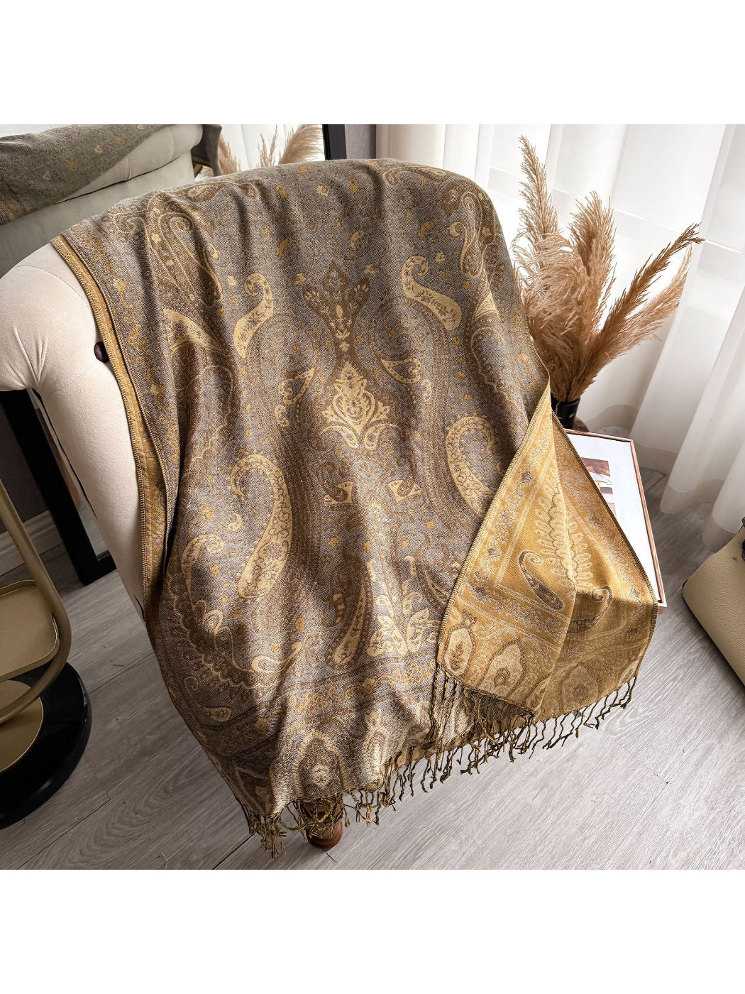 Scarvii - Elegant Paisley Border Wrap Scarf