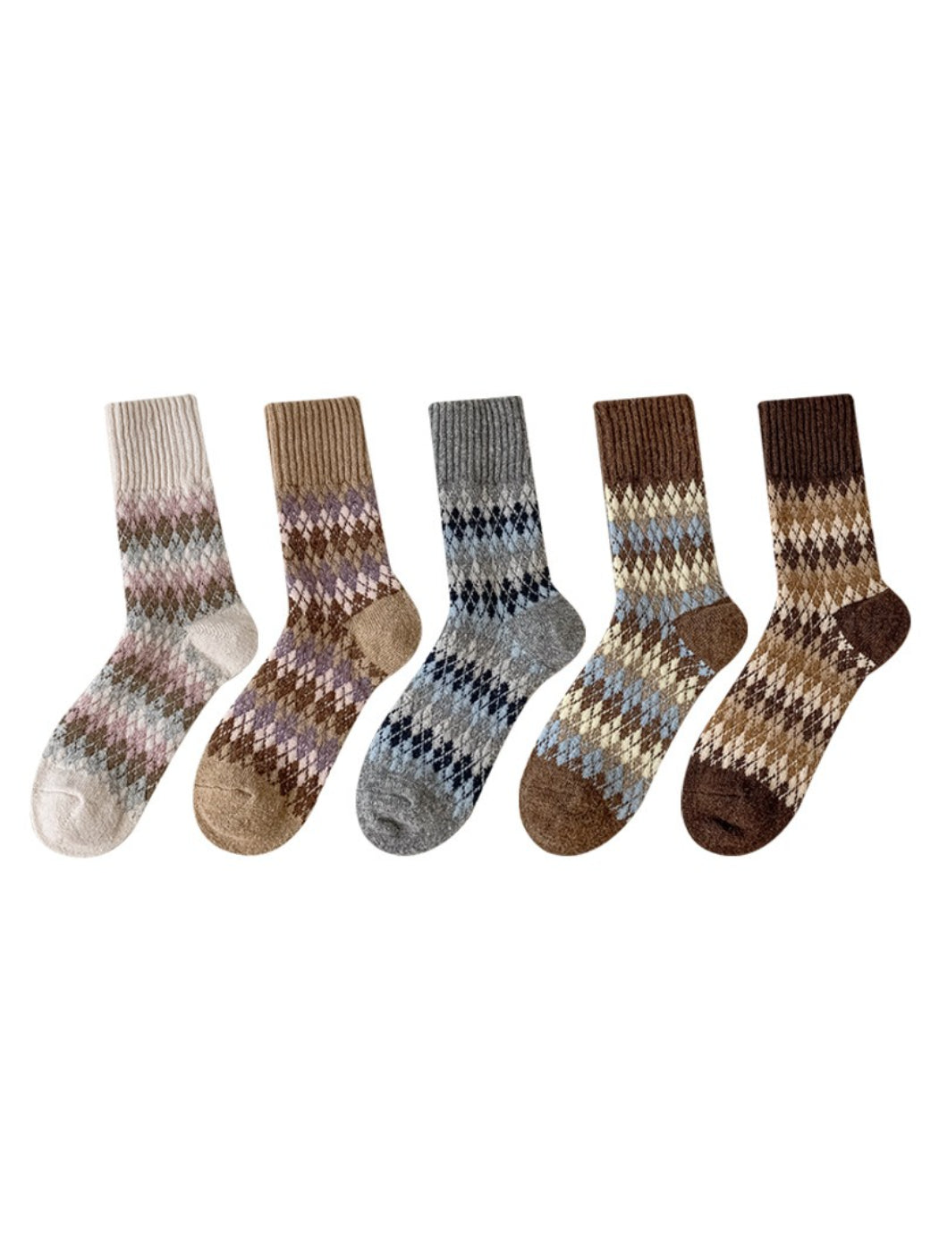 Rufia - Classic Argyle Knit Crew Socks
