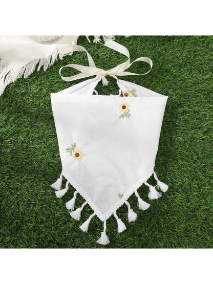 Scarvii Boho Floral Tassel Triangle Scarf