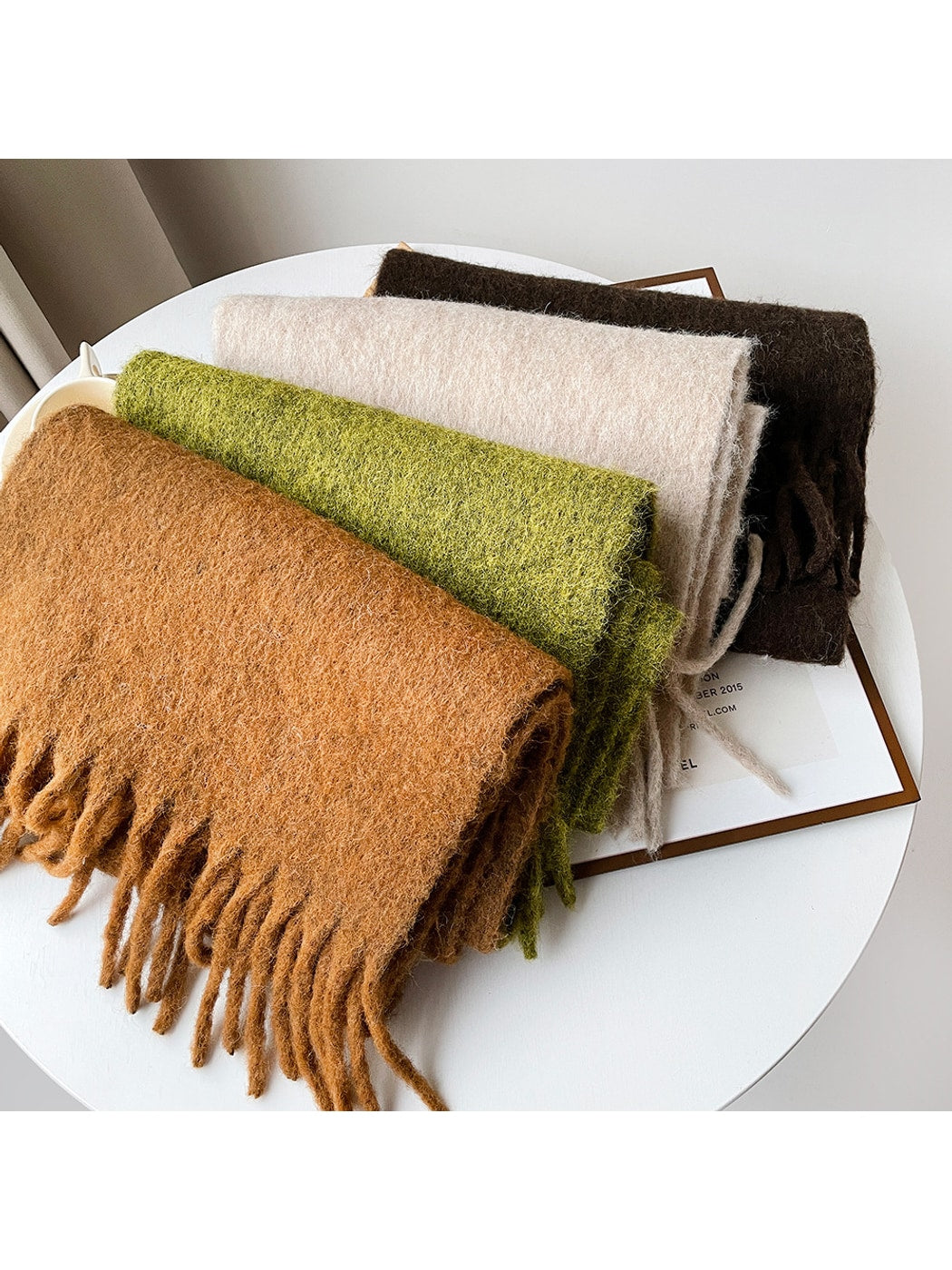 Scarvii - Brushed Solid Color Fringe Scarf